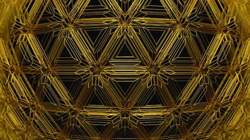 Golden Geometric Lines Sphere Abstract Motion Background