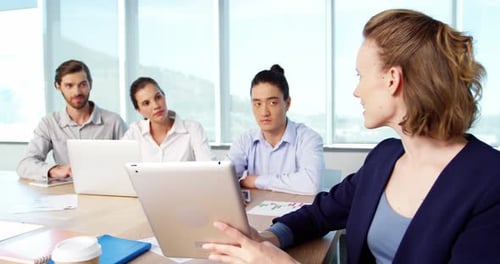 Business Colleagues Meeting in Modern Office with Technology