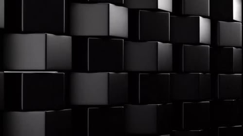 Dynamic Black Cubes Wall Seamless Loop Background Animation