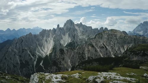 Aerial View of Auronzo Di Cadore of Cadini Di Misurina Mountains Group in Dolomites Italy Part of