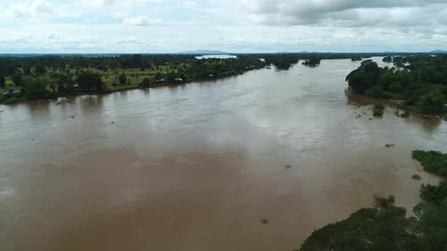 Die 4.000 Inseln in der Nähe von Don Det im südlichen Laos vom Himmel aus gesehen