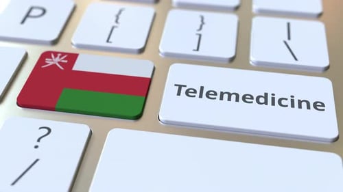 Telemedicine Key with Omani Flag on Computer Keyboard