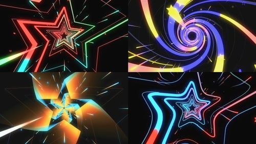 Abstract Neon Geometric Looping Tunnel Backgrounds Pack