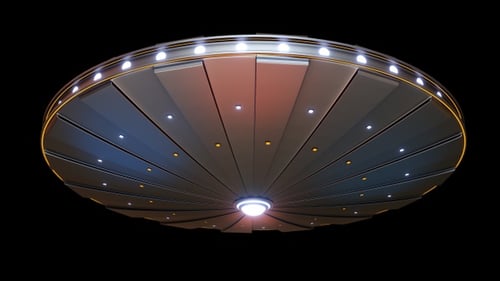 Futuristic 3D UFO Spaceship Rotating Animation