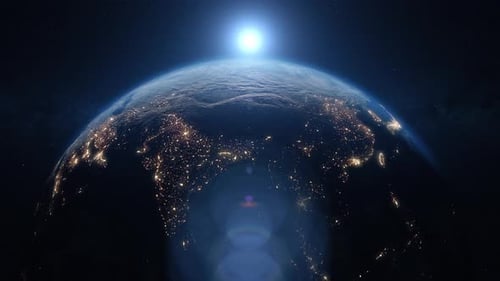 Stunning Sunrise Over Planet Earth From Space Animation