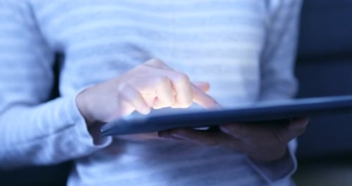 Hand Interacting with a Tablet, Digital Technology