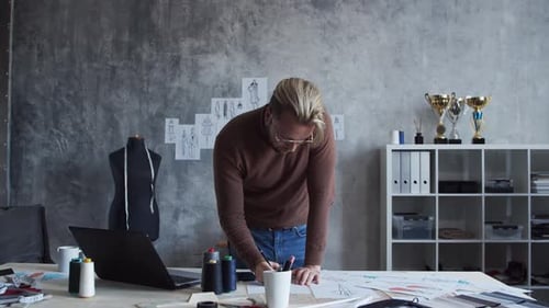 Workplace of young and talented fashion designer.