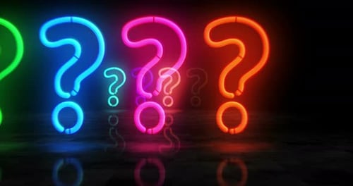 Glowing Neon Question Marks Reveal Animation