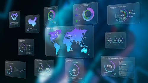 Futuristic Glass Infographics Dashboard Elements