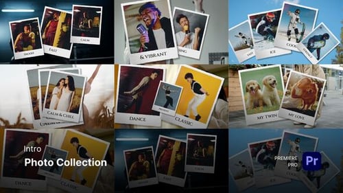 Dynamic Photo Slideshow Opener with Animated Retro Polaroid Frames