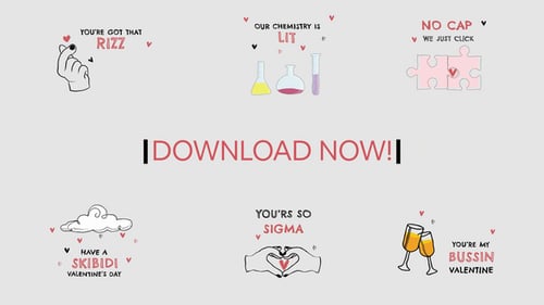 Playful Hand-Drawn Valentine's Day Love Message Animations
