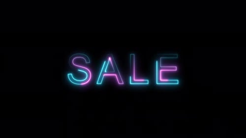 Neon SALE Text Animation with Pulsing Light Effect