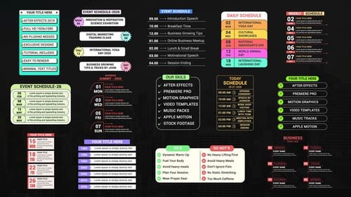 Clean Corporate Event Schedules and Dynamic Information Lists