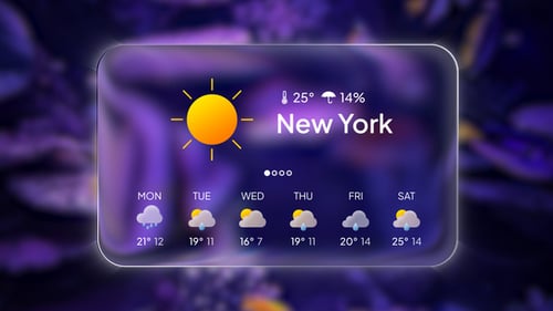 Sleek Liquid Glass Weather Forecast Widgets