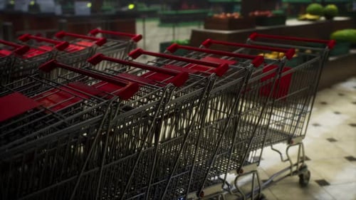 Empty Closed Supermarket Due Covid19 Coronavirus Epidemic