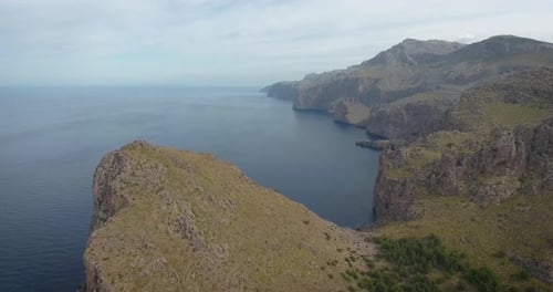Scenic Aerial View of Rocky Coastline and Ocean