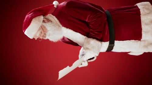 Santa Claus Reading a List in Red Studio