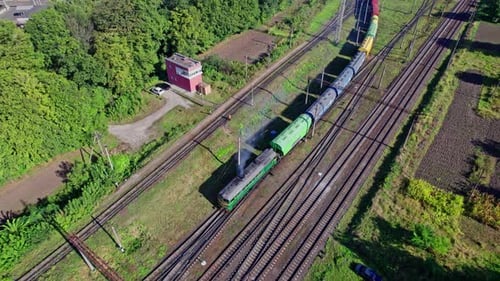Colorful Freight Trains on the Railway Station