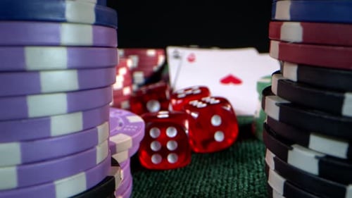 Gambling Still Life with Cards, Chips, and Dice