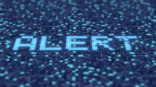 Símbolos em uma tela azul do computador Componha o ALERT Word