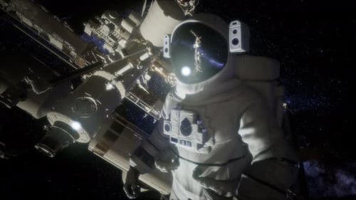 Astronaut Outside the International Space Station on a Spacewalk