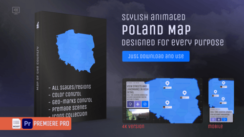 Mapa de Polonia — Kit MOGRT de mapas de la República de Polonia