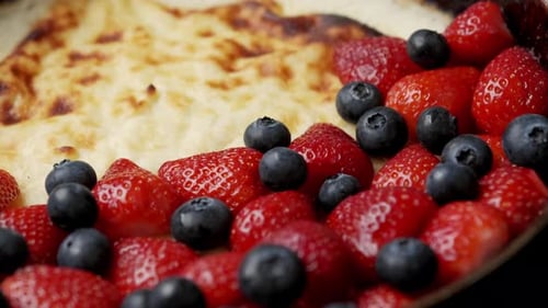 Fresh Strawberry Blueberry Tart Close Up