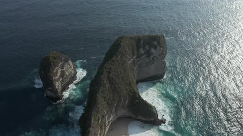Aerial view of dramatic limestone ocean cliffs