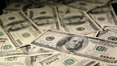 Close Up of Stacked US One Hundred Dollar Bills