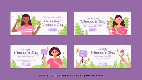 Animated International Women's Day Sale Banners