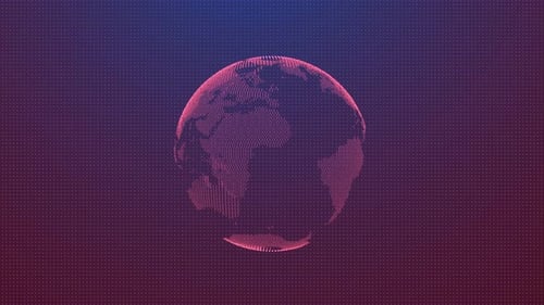 Futuristic Digital Earth Globe Rotating with Particle Effects