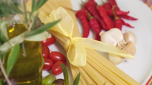 Fresh Pasta Ingredients in a Food Still Life