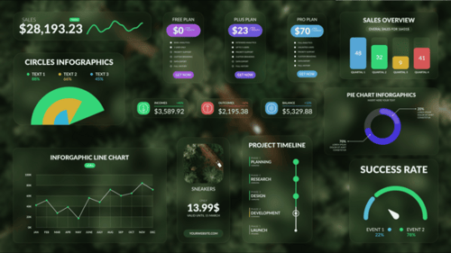 Modern Corporate Data Infographics with Glassmorphism Design