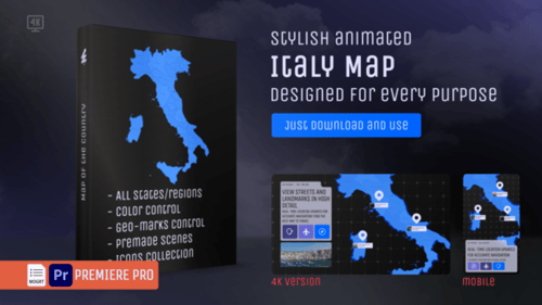 Mapa de Italia — Kit MOGRT de la República Italiana (Italia)