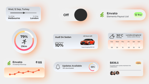 Modern UI Widget Pack with Data Infographics
