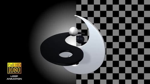 Glossy 3D Yin Yang Symbol Rotating Loop Animation