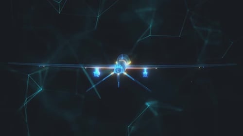 Futuristic Wireframe Drone Rotating Animation