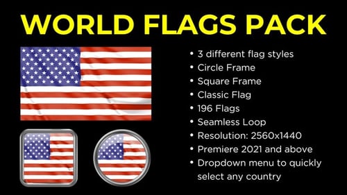 World Flags Loop – 3 Styles | MOGRT