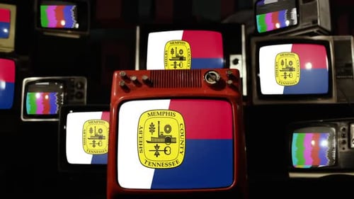 Flag of Memphis, Tennessee, and Vintage Televisions.