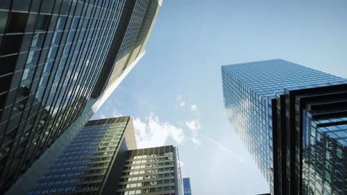 Low Angle of Skyscrapers in an Urban City