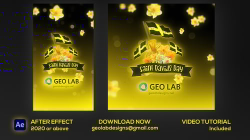 Animated Saint David's Day Opener with Daffodils and Welsh Flags