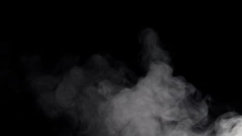 Abstract White Smoke Rising on Black Background