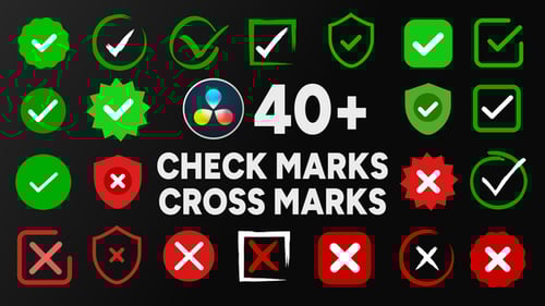 Animated Checkmark and Cross Mark Icons Set