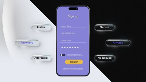 Modern Mobile App Presentation with Glass UI Animations