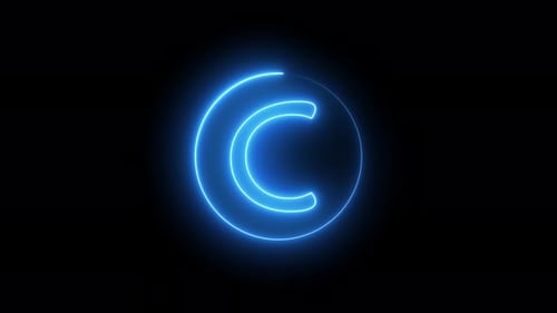 Glowing neon line in a circular path around the C alphabet. Vd 373