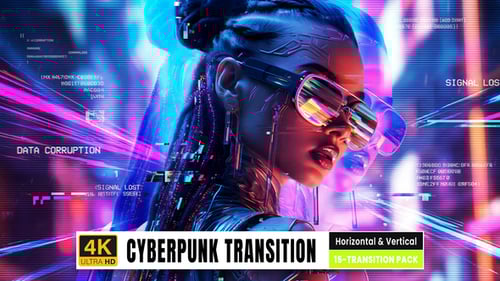 Cyberpunk Digital Glitch Transitions Vertical Ang Horizontal