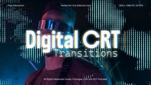 Retro Futuristic Glitch Digital Video Transitions