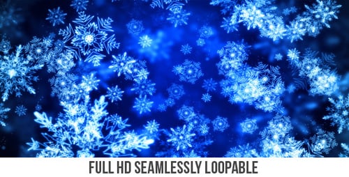 Animated Blue Snowflakes Falling Loop Background