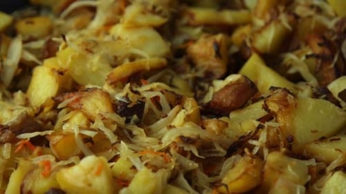Close Up of Sautéed Potatoes and Onions