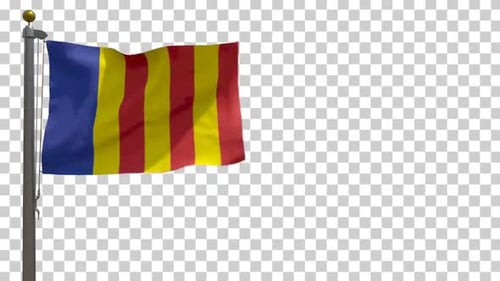 Animated Waving Flag with Blue Yellow Red Vertical Stripes